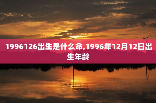 1996126出生是什么命,1996年12月12日出生年龄