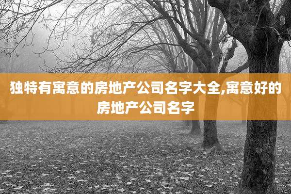 独特有寓意的房地产公司名字大全,寓意好的房地产公司名字