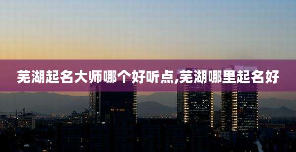 芜湖起名大师哪个好听点,芜湖哪里起名好