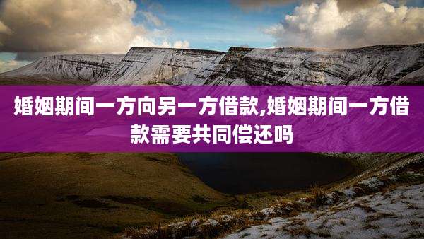 婚姻期间一方向另一方借款,婚姻期间一方借款需要共同偿还吗