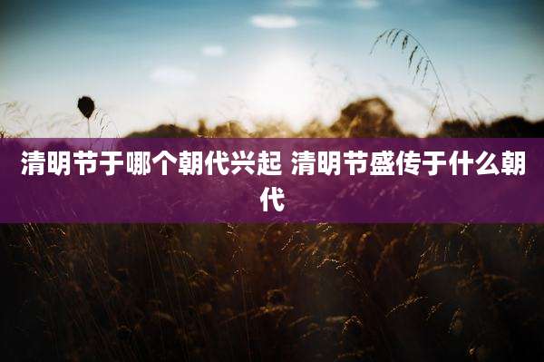 清明节于哪个朝代兴起 清明节盛传于什么朝代