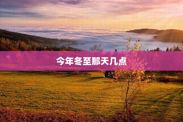 今年冬至那天几点