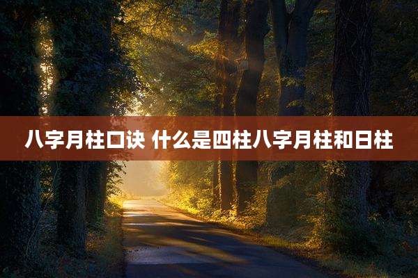八字月柱口诀 什么是四柱八字月柱和日柱