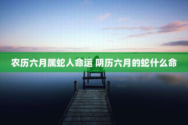 农历六月属蛇人命运 阴历六月的蛇什么命