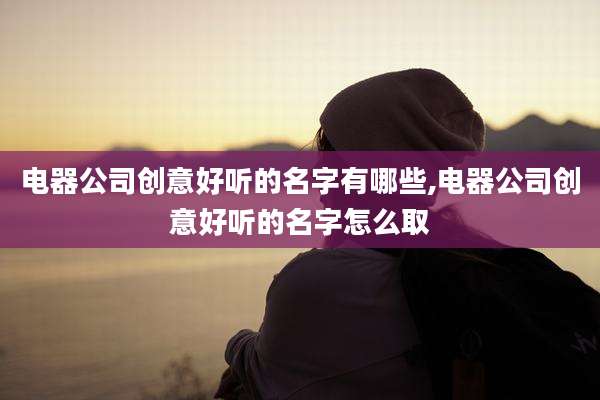电器公司创意好听的名字有哪些,电器公司创意好听的名字怎么取