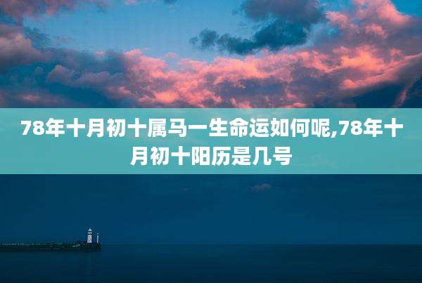 78年十月初十属马一生命运如何呢,78年十月初十阳历是几号