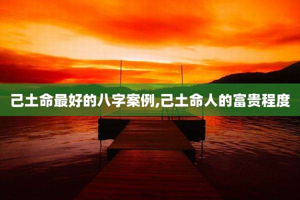 己土命最好的八字案例,己土命人的富贵程度