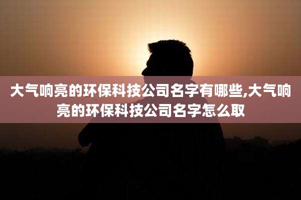 大气响亮的环保科技公司名字有哪些,大气响亮的环保科技公司名字怎么取