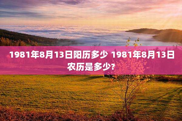 1981年8月13日阳历多少 1981年8月13日农历是多少?