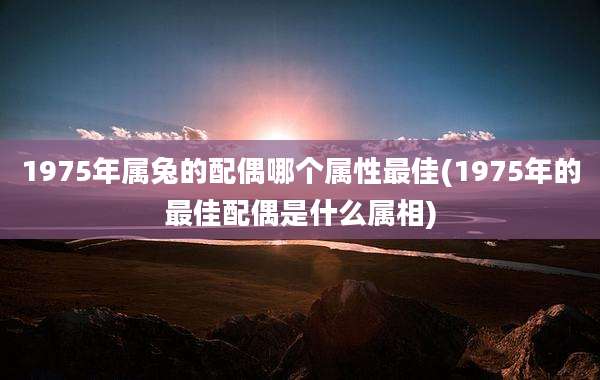 1975年属兔的配偶哪个属性最佳(1975年的最佳配偶是什么属相)
