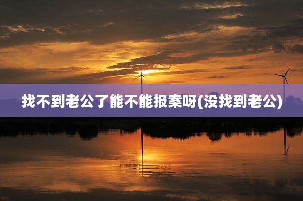 找不到老公了能不能报案呀(没找到老公)