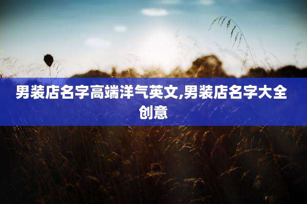 男装店名字高端洋气英文,男装店名字大全 创意