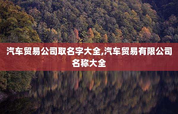汽车贸易公司取名字大全,汽车贸易有限公司名称大全