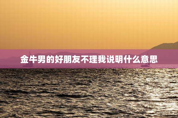 金牛男的好朋友不理我说明什么意思
