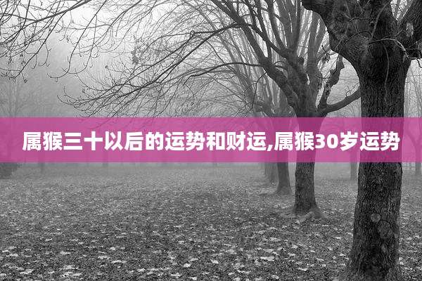 属猴三十以后的运势和财运,属猴30岁运势
