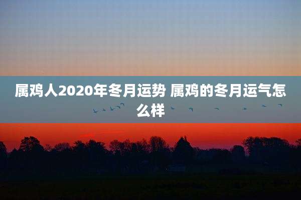 属鸡人2020年冬月运势 属鸡的冬月运气怎么样