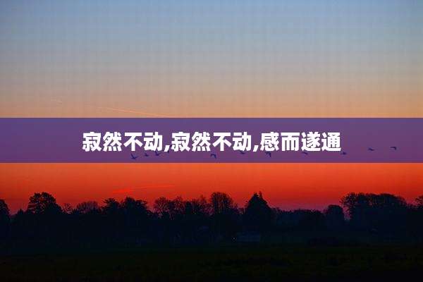 寂然不动,寂然不动,感而遂通
