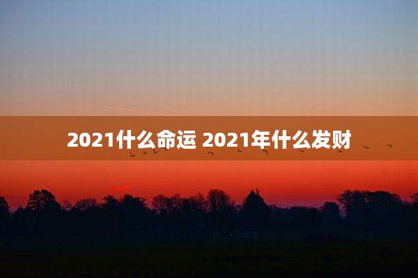 2021什么命运 2021年什么发财