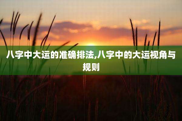 八字中大运的准确排法,八字中的大运视角与规则
