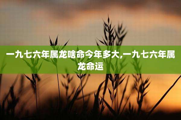 一九七六年属龙啥命今年多大,一九七六年属龙命运