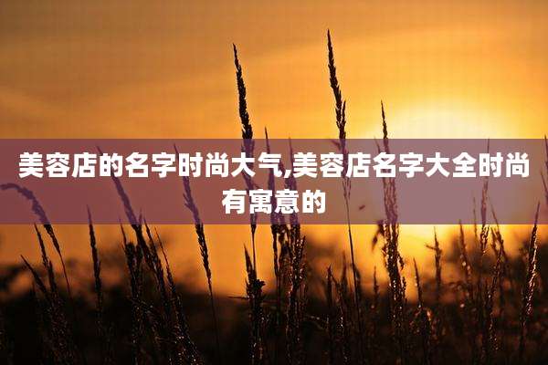 美容店的名字时尚大气,美容店名字大全时尚有寓意的