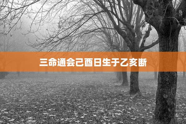 三命通会己酉日生于乙亥断