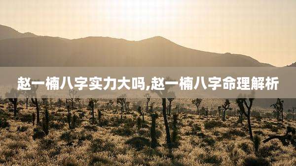 赵一楠八字实力大吗,赵一楠八字命理解析