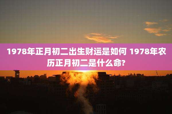 1978年正月初二出生财运是如何 1978年农历正月初二是什么命?