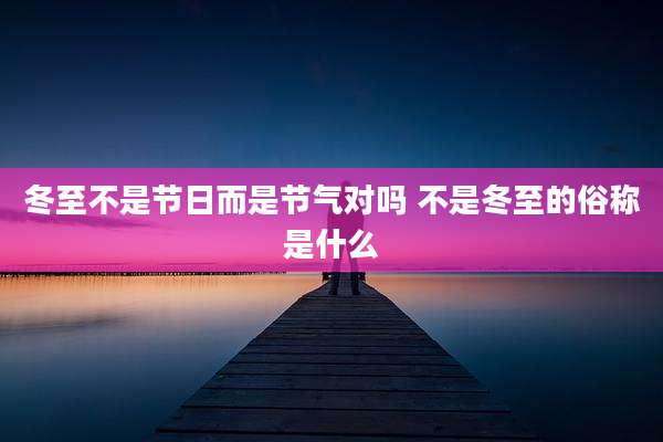 冬至不是节日而是节气对吗 不是冬至的俗称是什么