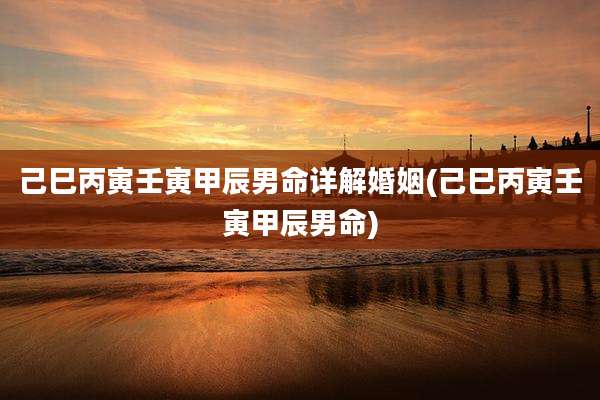 己巳丙寅壬寅甲辰男命详解婚姻(己巳丙寅壬寅甲辰男命)