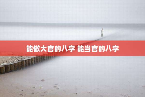 能做大官的八字 能当官的八字