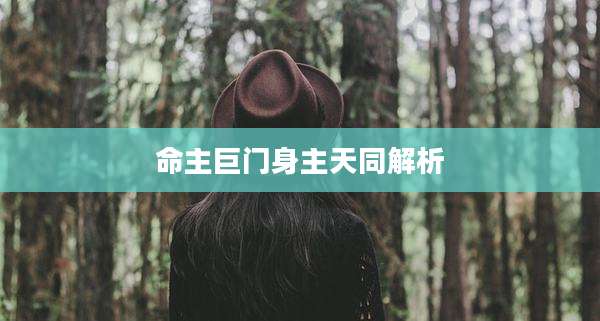 命主巨门身主天同解析