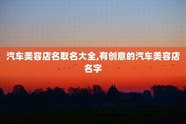 汽车美容店名取名大全,有创意的汽车美容店名字