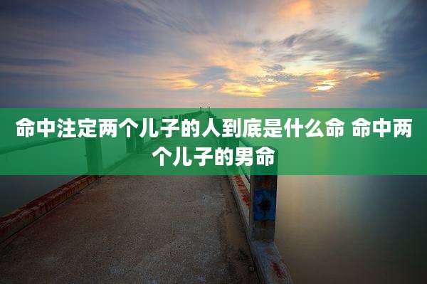 命中注定两个儿子的人到底是什么命 命中两个儿子的男命