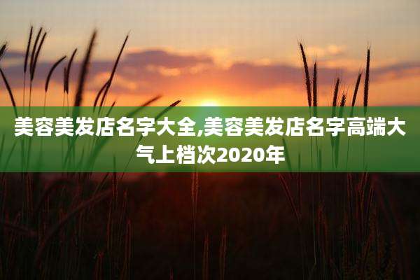 美容美发店名字大全,美容美发店名字高端大气上档次2020年