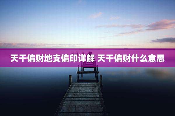 天干偏财地支偏印详解 天干偏财什么意思