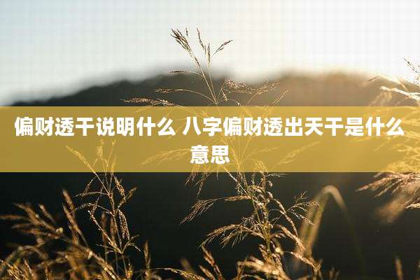 偏财透干说明什么 八字偏财透出天干是什么意思