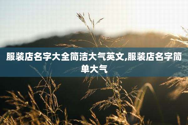 服装店名字大全简洁大气英文,服装店名字简单大气