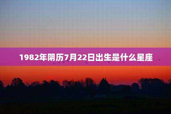 1982年阴历7月22日出生是什么星座