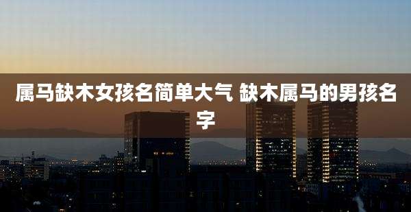 属马缺木女孩名简单大气 缺木属马的男孩名字
