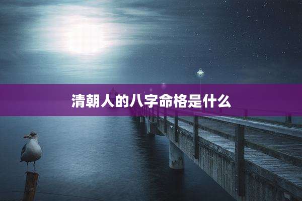 清朝人的八字命格是什么
