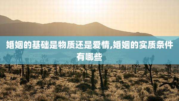 婚姻的基础是物质还是爱情,婚姻的实质条件有哪些