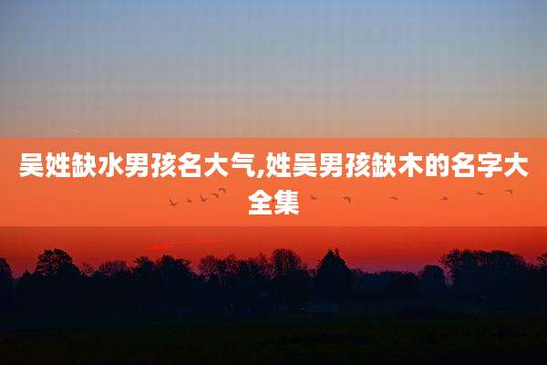 吴姓缺水男孩名大气,姓吴男孩缺木的名字大全集
