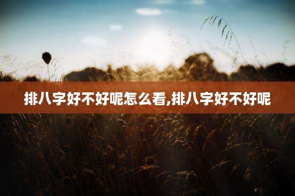 排八字好不好呢怎么看,排八字好不好呢