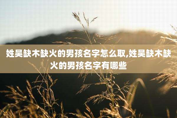 姓吴缺木缺火的男孩名字怎么取,姓吴缺木缺火的男孩名字有哪些