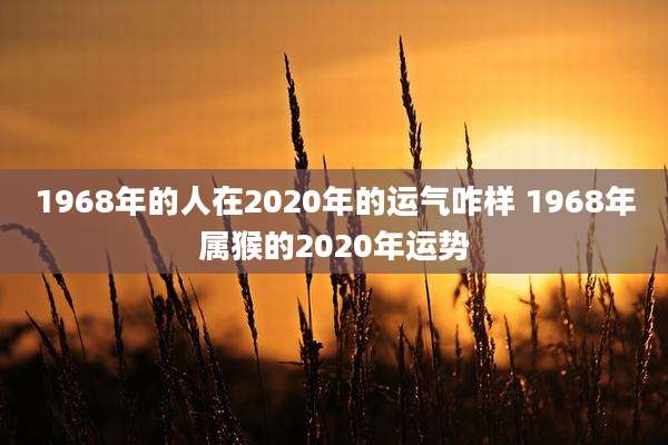 1968年的人在2020年的运气咋样 1968年属猴的2020年运势