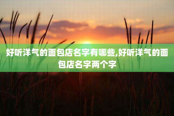 好听洋气的面包店名字有哪些,好听洋气的面包店名字两个字