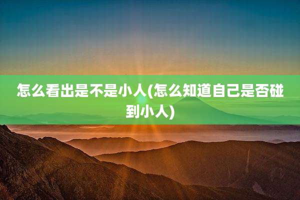 怎么看出是不是小人(怎么知道自己是否碰到小人)