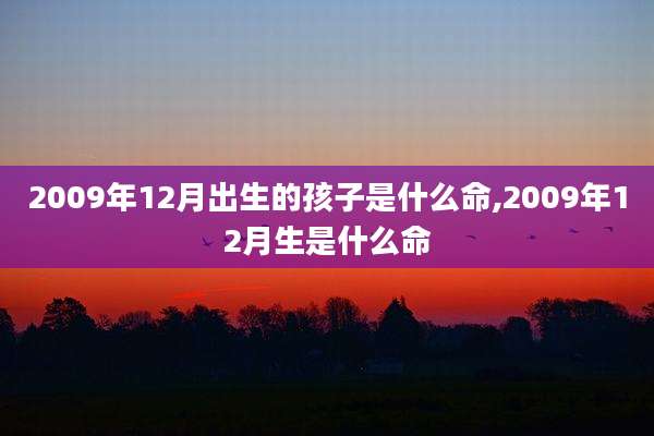 2009年12月出生的孩子是什么命,2009年12月生是什么命