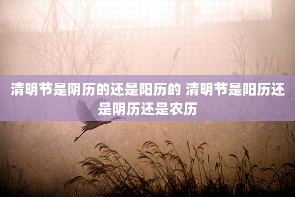 清明节是阴历的还是阳历的 清明节是阳历还是阴历还是农历